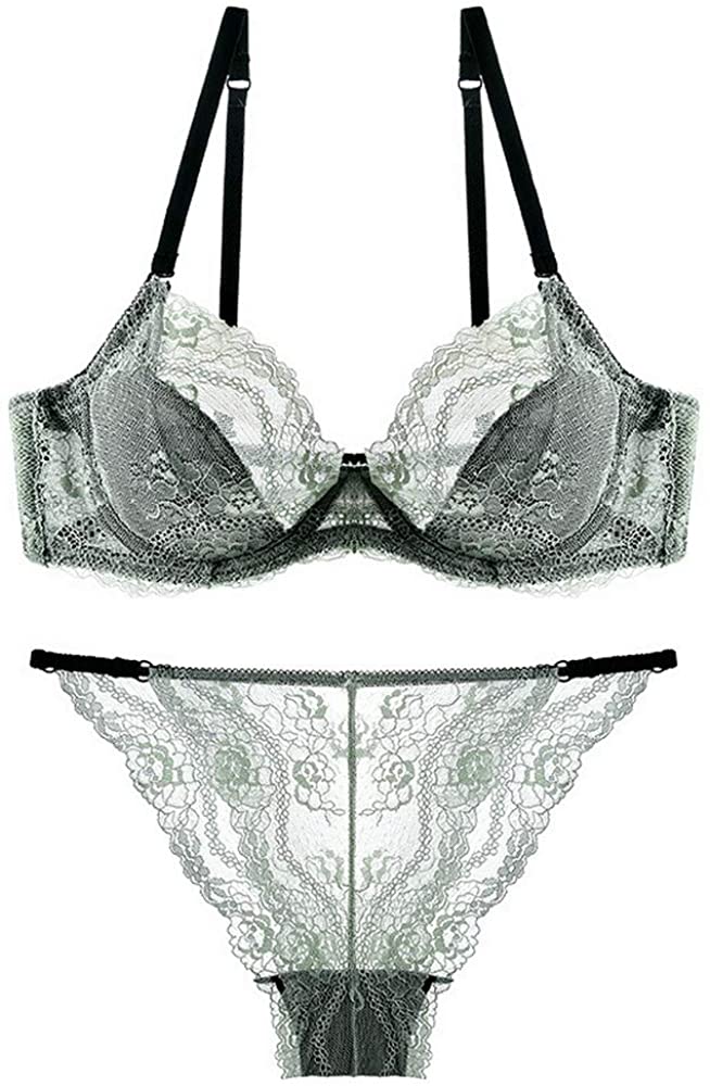 Price:$13.99 Swbreety Women's Lace Bra and Panty Set Sexy Ultra-Thin Bra Set Underwire French Transparent Lingerie Set at Amazon Women’s Clothing store