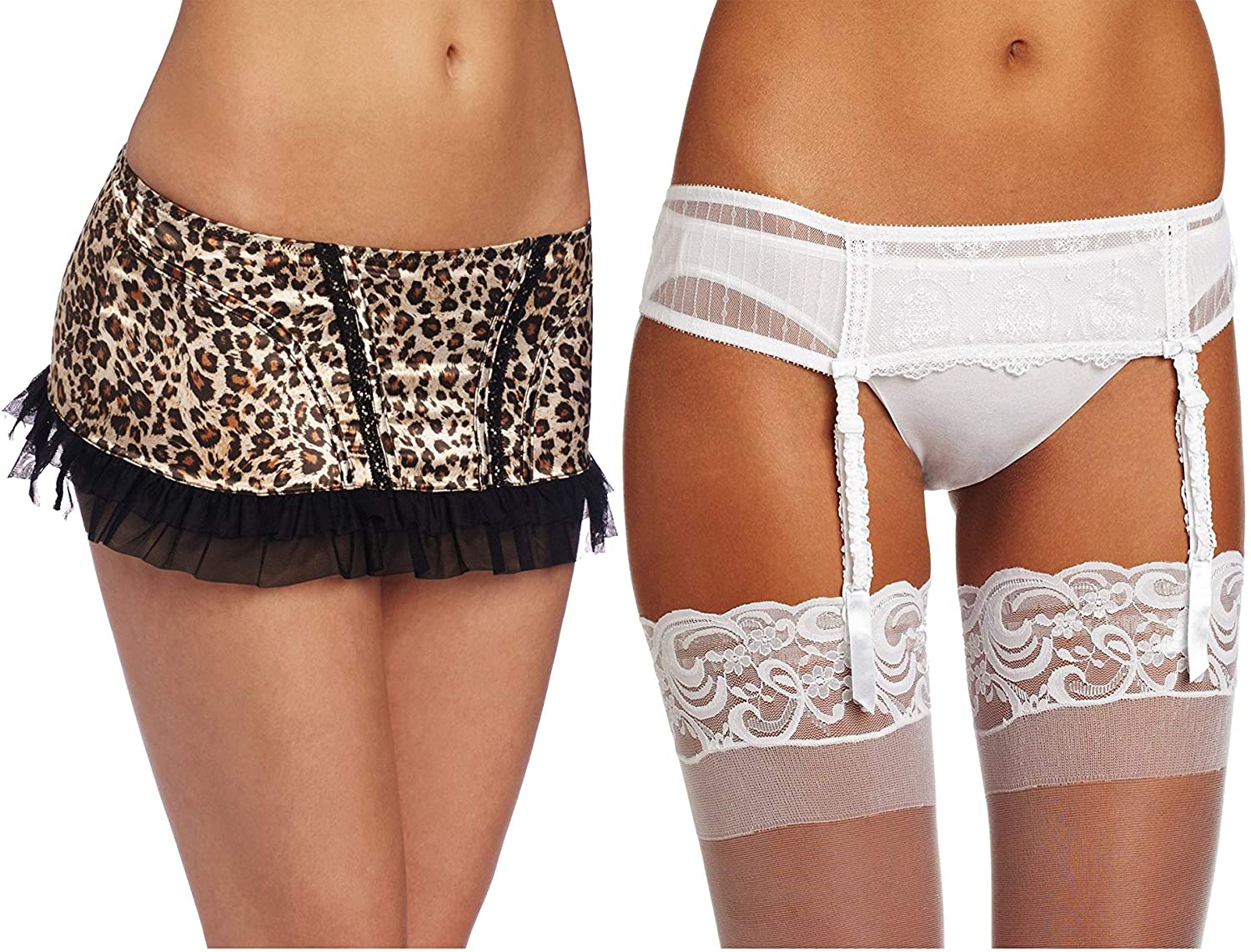 Price:$15.00    Felina Women's Sexy Lace Garter Belt and Cheetah Skirt Package (Small/Medium, White/Cheetah Print)  Clothing