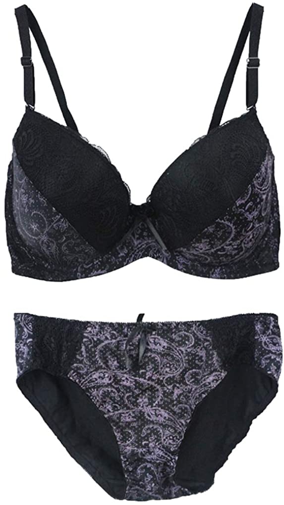 Price:$15.99 Women's Plus Size Floral Lace Push-Up Bra and Panty Set Underwire Lingerie Set at Amazon Women’s Clothing store