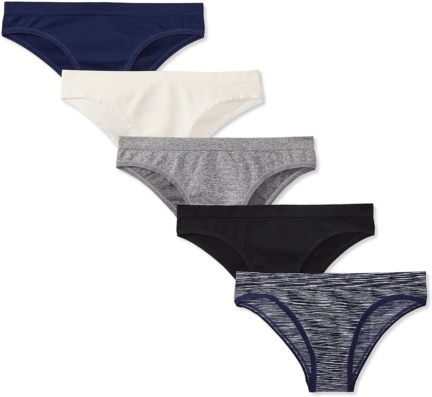 Price:$18.20    Amazon Brand - Mae Women's Seamless Cheekini Panty, 5 pack, Dark Multi, X-Large  Clothing
