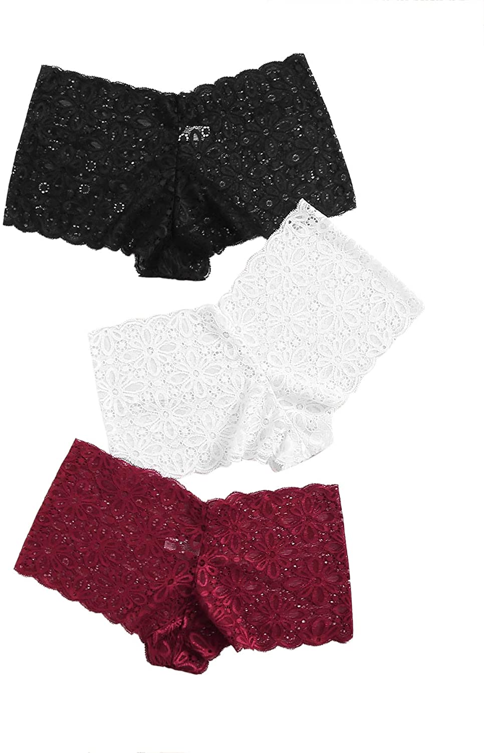 Price:$14.99 MakeMeChic Women's 3 Pack Floral Lace Lingerie Panty Set Underwear Multi L at Amazon Women’s Clothing store