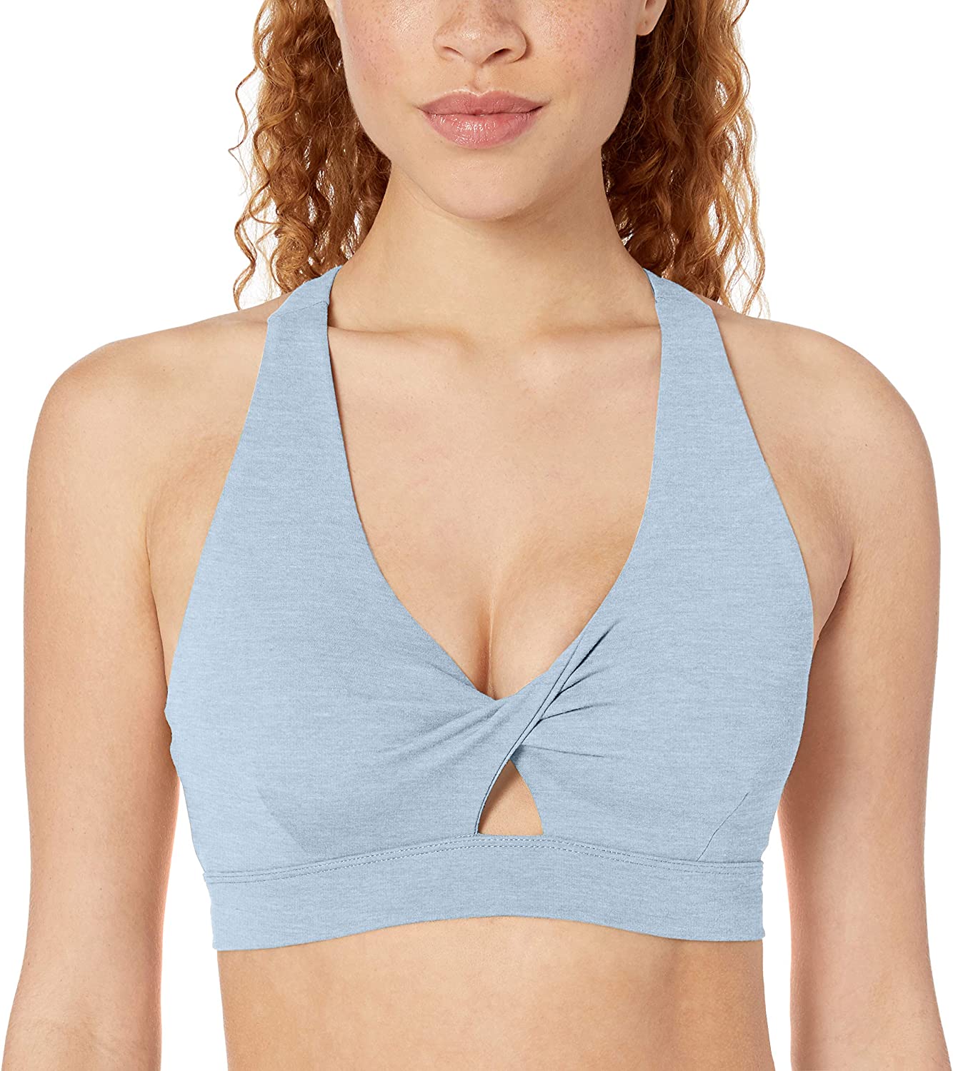 Price:$14.45    Amazon Brand - Core 10 Women's Light Support 'Spectrum' Keyhole Plunge Yoga Sports Bra  Clothing