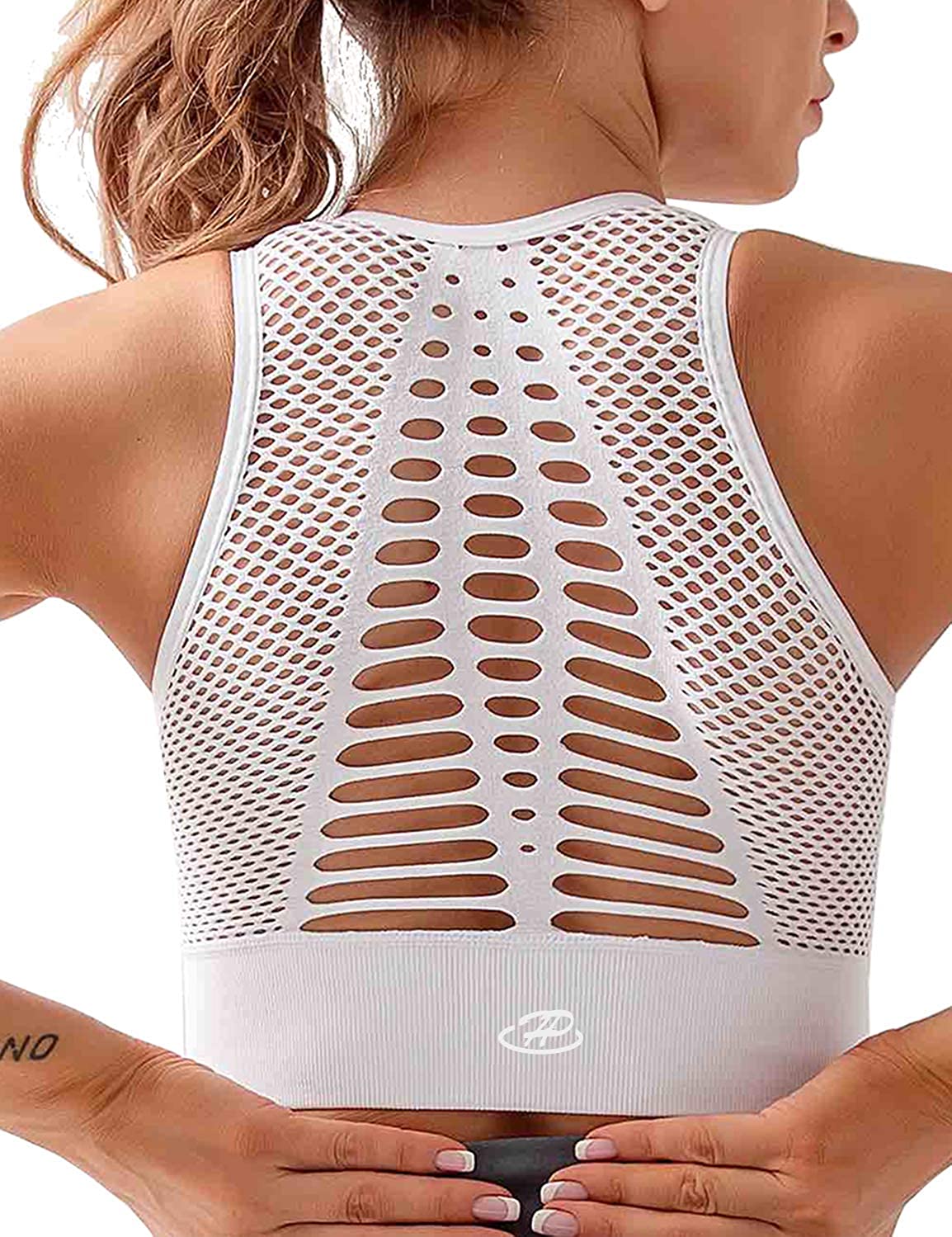 Price:$18.99 Hopgo Women's Seamless Sports Bra High Impact Mesh Openwork Workout Running Crop Tops Longline Yoga Bra at Amazon Women’s Clothing store