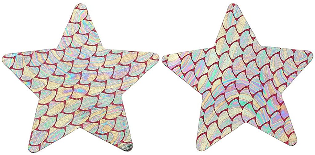 Price:$7.99 Ayliss 10Pair Fish Scale Star Shape Nipple Covers Disposable Pasties Stickers, Mermaid Scale at Amazon Women’s Clothing store