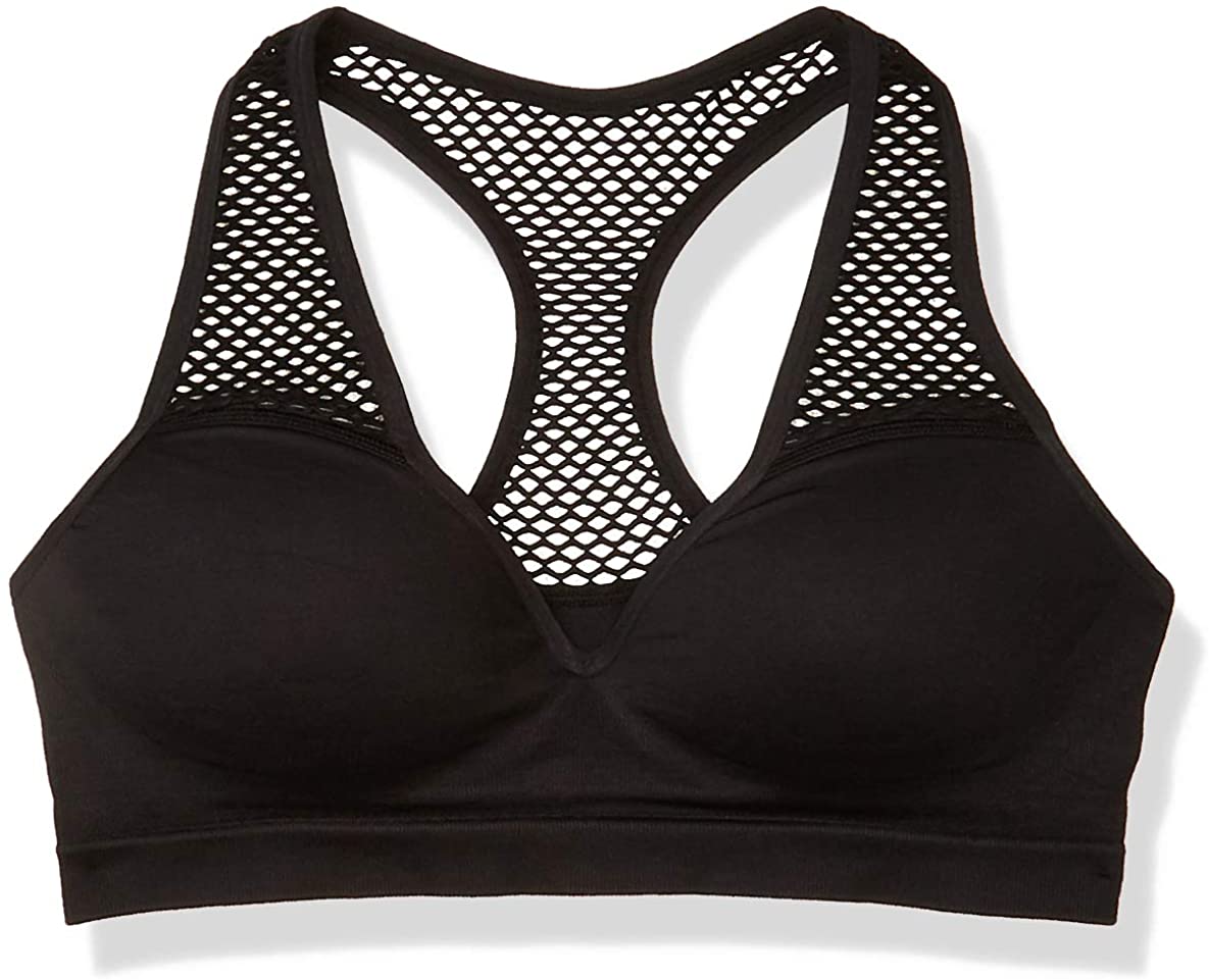 Price:$16.00    Amazon Brand - Mae Women's Open Mesh Racerback Push-Up Bralette (for A-C cups), Black, X-Large  Clothing
