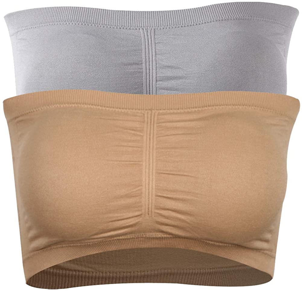 Price:$12.49 DD DEMOISELLE Women's Strapless Bralette Seamless Bandeau Stretchy Removable-Padded Bandeau Tube Top Bra 2-Pack at Amazon Women’s Clothing store
