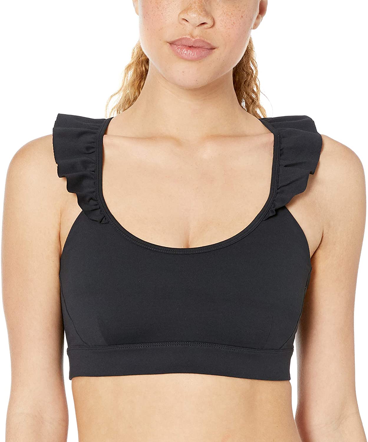 Price:$13.54    Amazon Brand - Core 10 Women's Studiotech Icon Series 'Ruffle' Yoga Bralette Sports Bra  Clothing