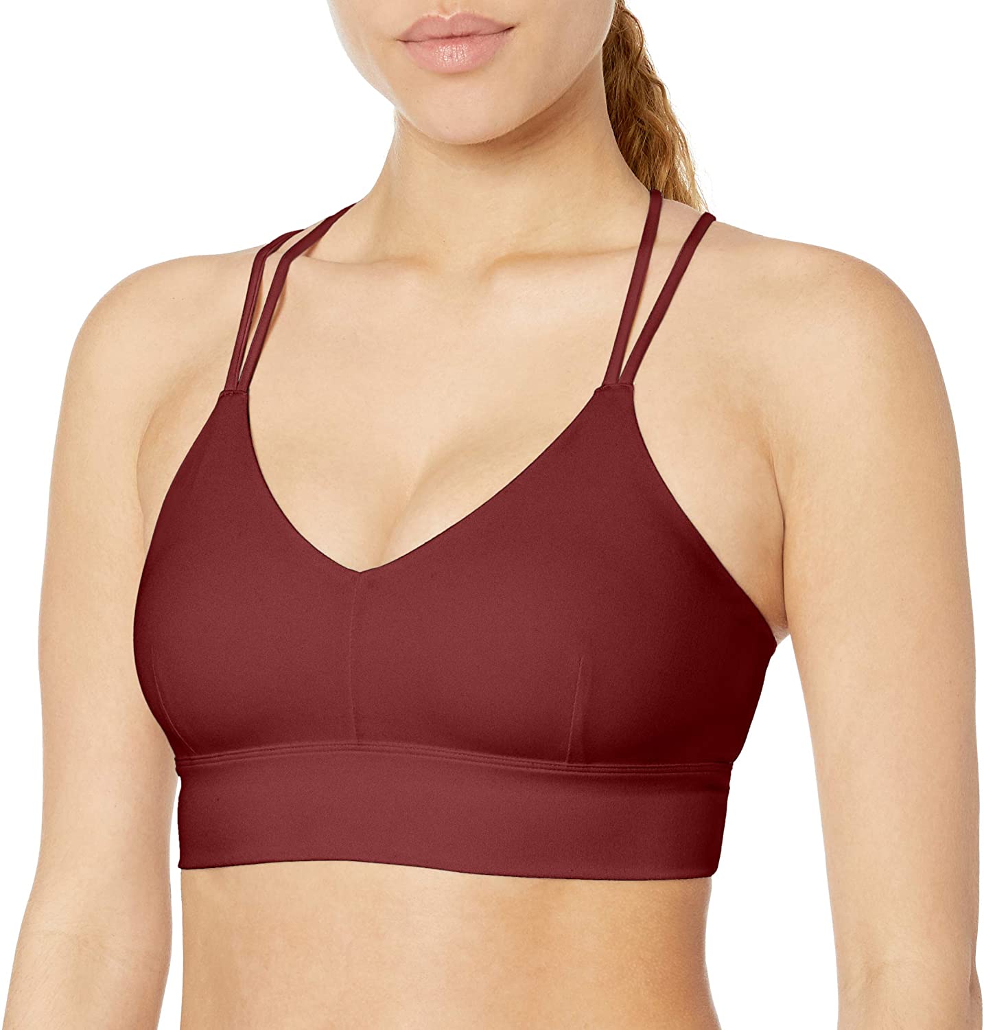 Price:$20.46    Amazon Brand - Core 10 Women's Spectrum Strappy Longline Plunge Yoga Bralette Sports Bra  Clothing