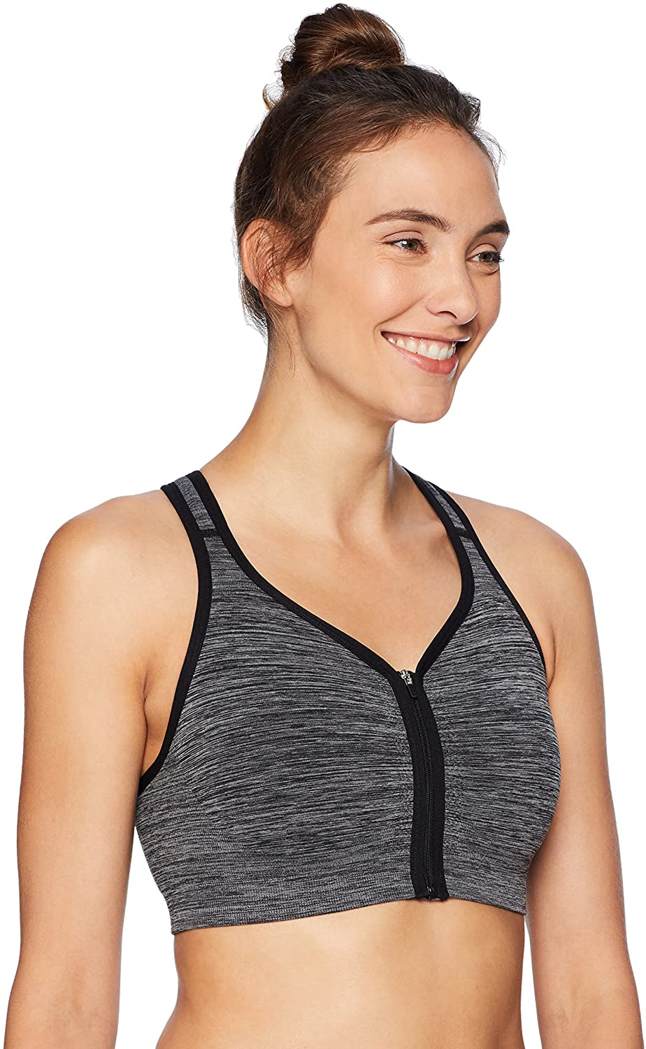 Price:$17.50    Amazon Essentials Women's Light-Support Seamless Zip-Front Sports Bra  Clothing