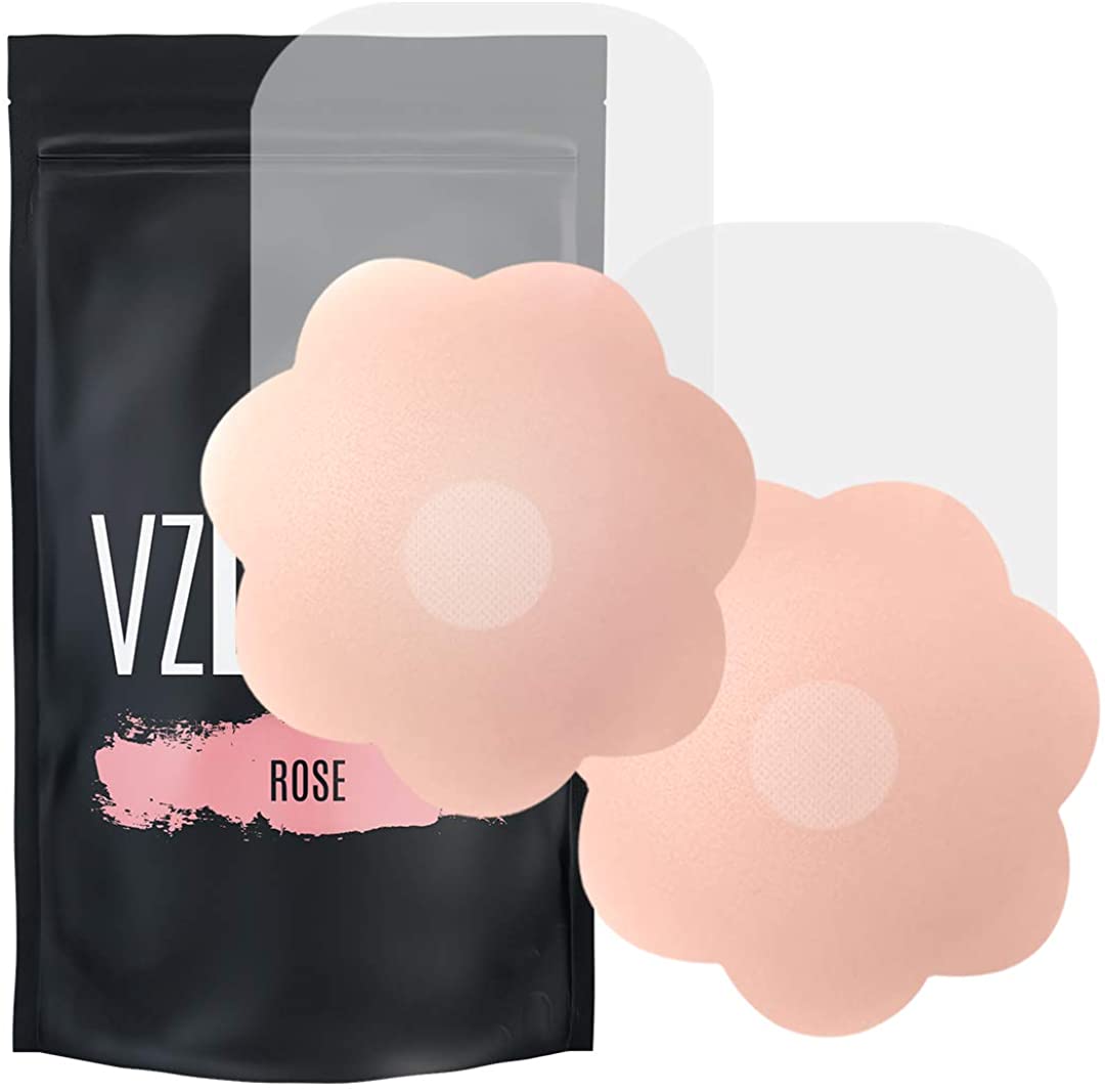 Price:$24.99 VZLUSH Invisible Breast Lift Petals Pasties with Soft Nipple Covers Waterproof Reusable Washable Adhesive (Small Cups, Rose) at Amazon Women’s Clothing store