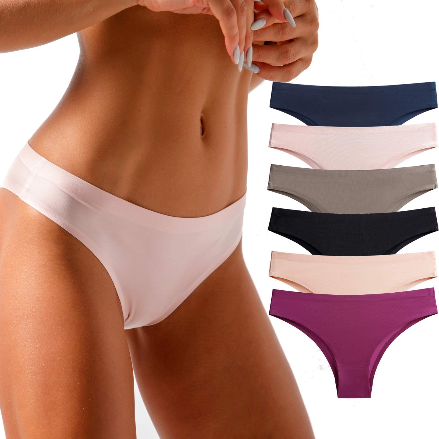 Price:$18.99 Women's Invisible Seamless[6 Pack] No Show Nylon Bikini Underwear Hipster Lingerie Brief Panties for Women's at Amazon Women’s Clothing store