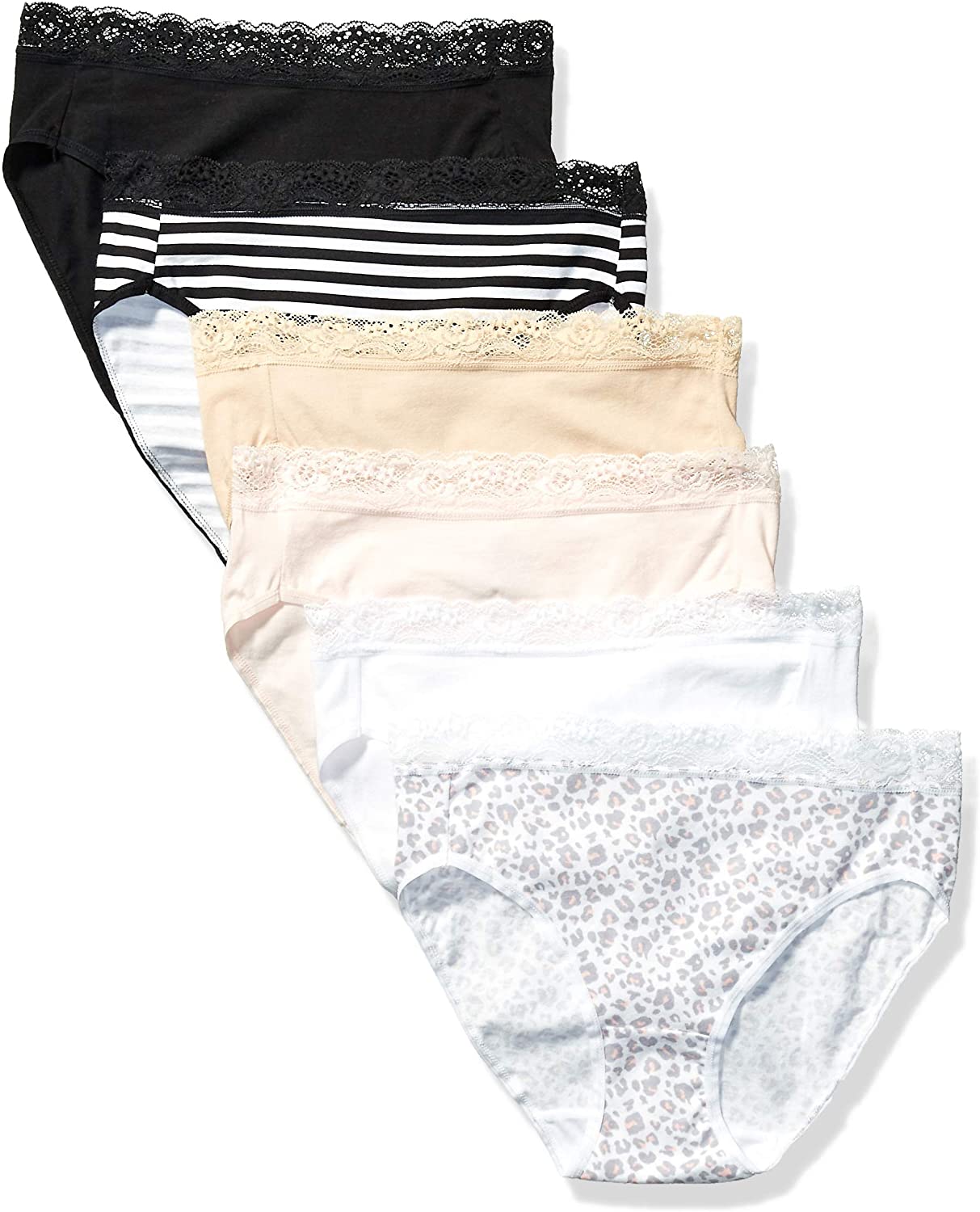 Price:$26.99 Karen Neuburger Women's Cotton Stretch Hi-Cut Brief Underwear Panty, 6 Pack at Amazon Women’s Clothing store