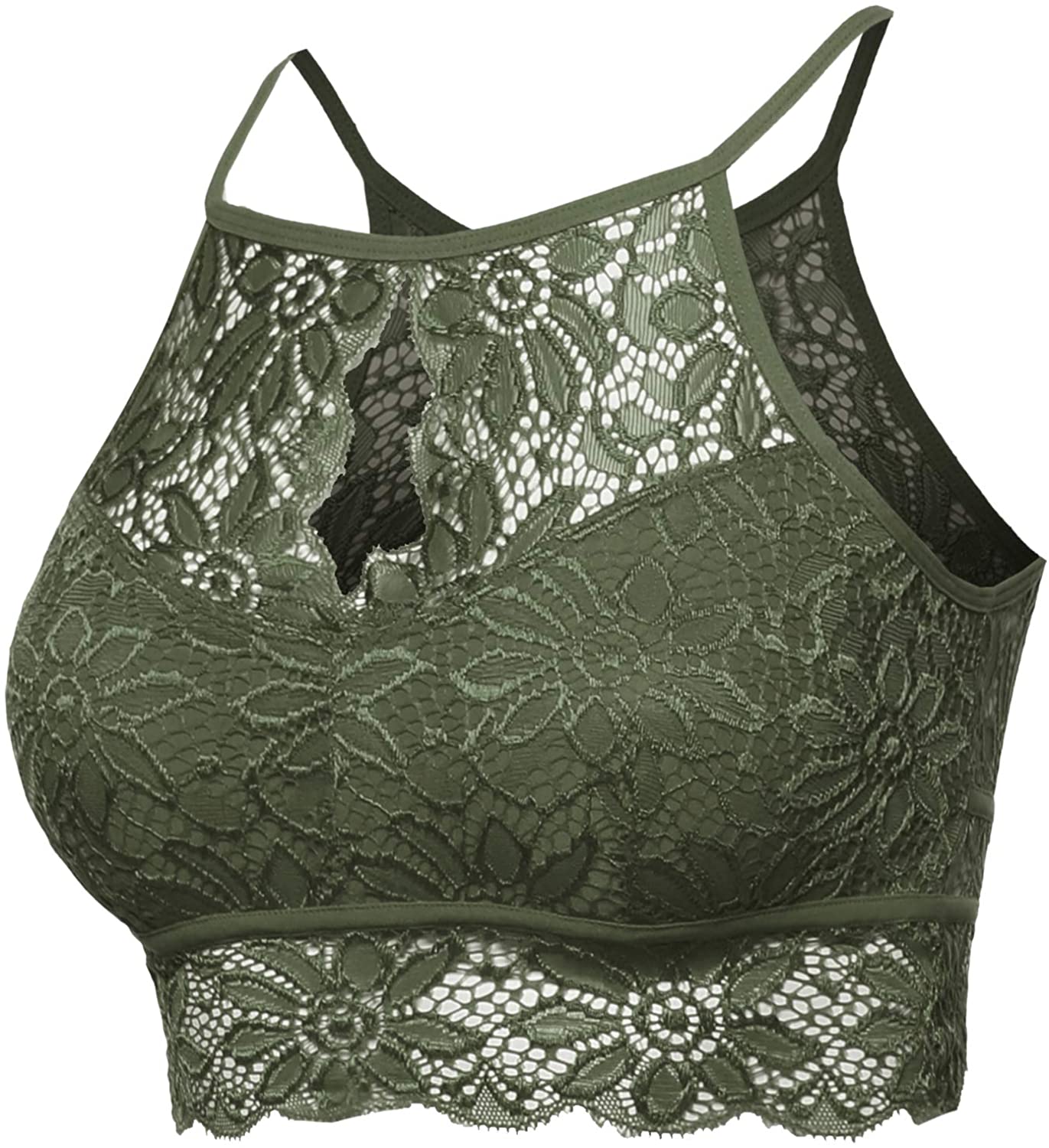 Price:$9.97 Women's Sexy Lace High Neck Bralette Top at Amazon Women’s Clothing store