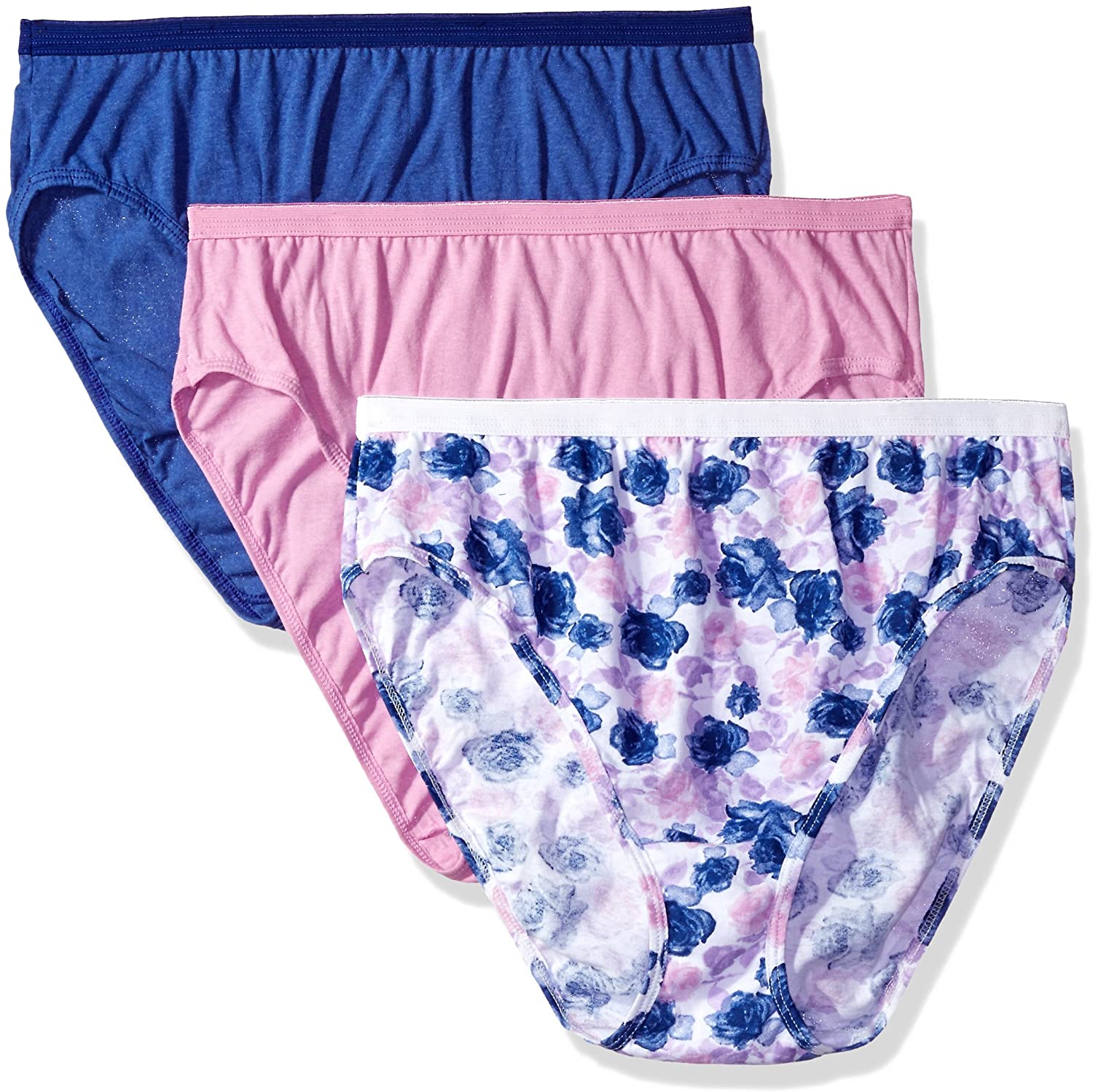 Price:$12.88 JUST MY SIZE Women's Plus Size 5-Pack Cotton Hi-Cut Assorted Panty at Amazon Women’s Clothing store