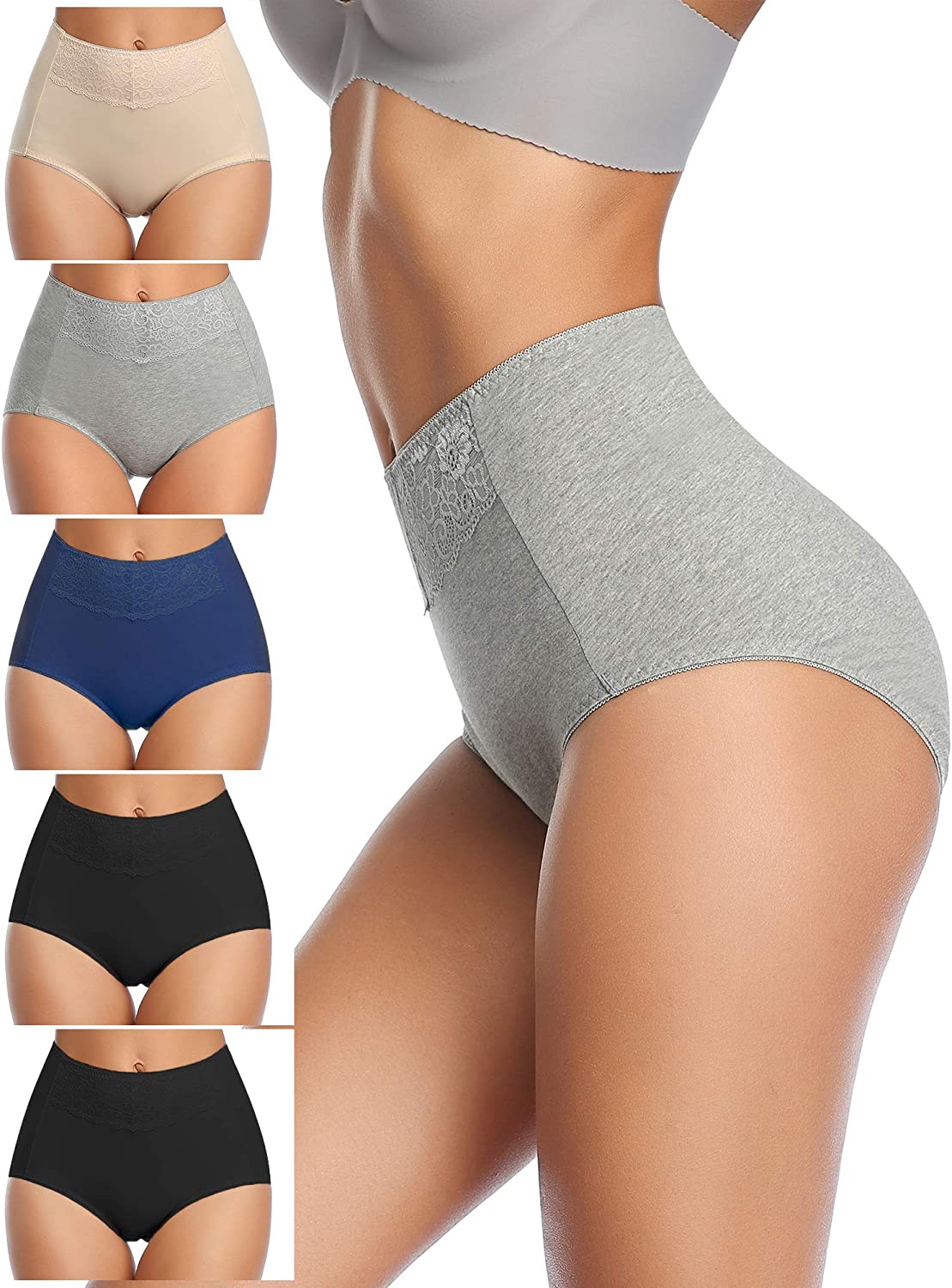 Price:$13.99 Women's High Waisted Cotton Underwear Soft Breathable Full Coverage Stretch Briefs Ladies Panties 5-Pack at Amazon Women’s Clothing store