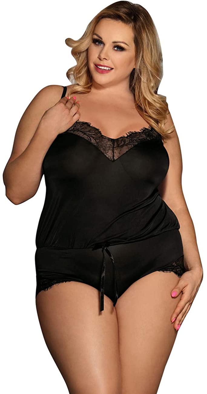 Price:$13.99 comeondear Women Plus Size Lace Bodysuit Clubwear Jumpsuits Leotards Tops at Amazon Women’s Clothing store