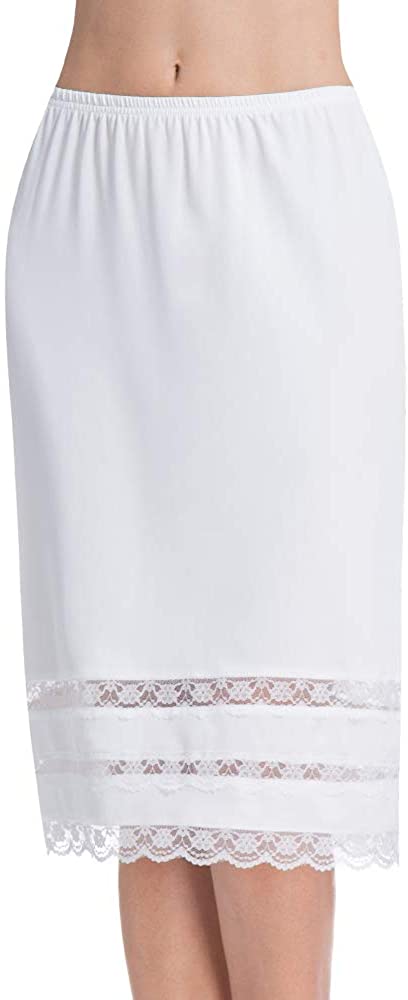 Price:$13.59 Half Slips for Women Underskirt Dress Extender Lace Trim Knee Length Midi Skirt 19-26" Length at Amazon Women’s Clothing store