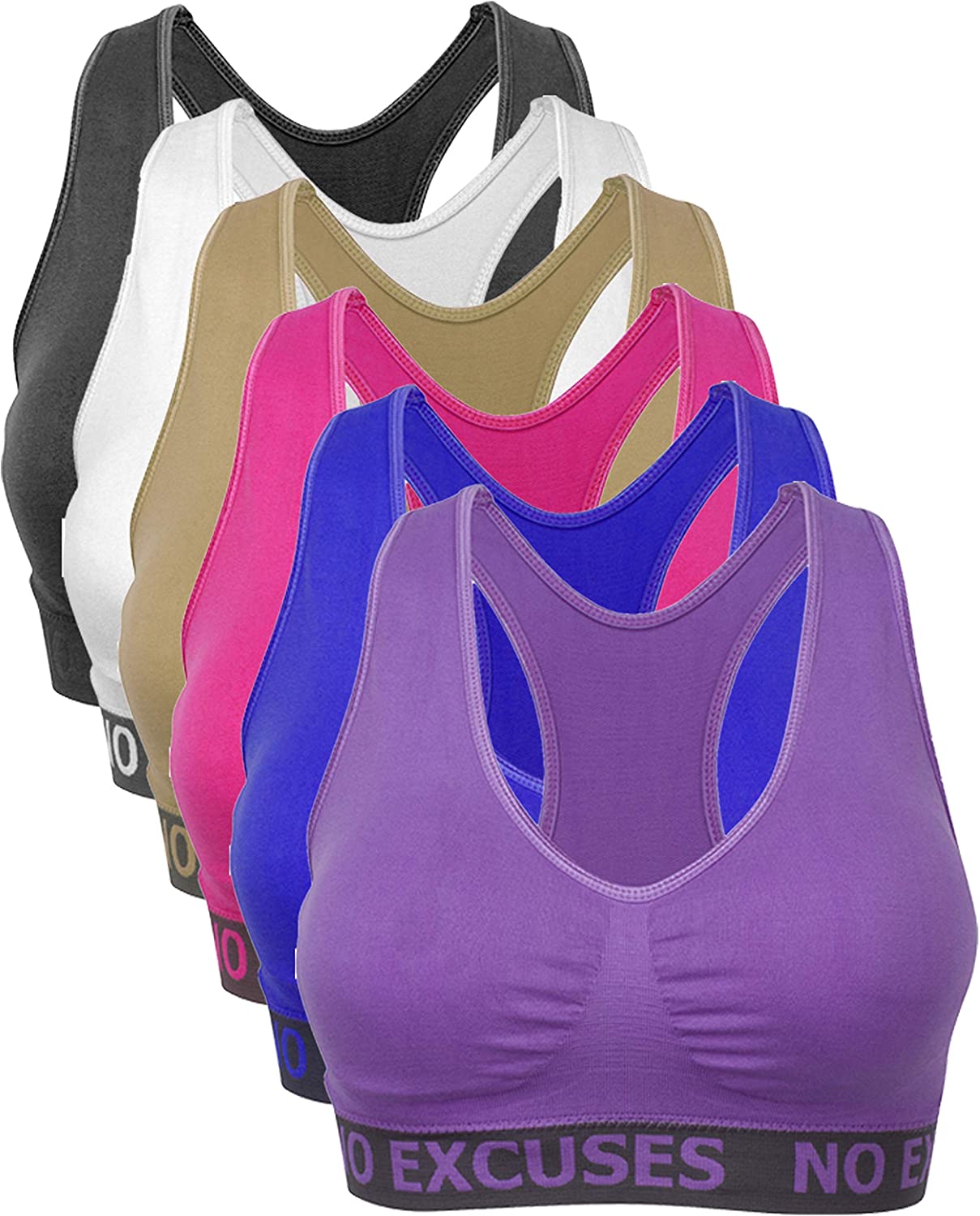 Price:$28.99 Barbra's 6 Pack Plus Size Wirefree Racerback Bras with Removable Pads (L-2XL) at Amazon Women’s Clothing store