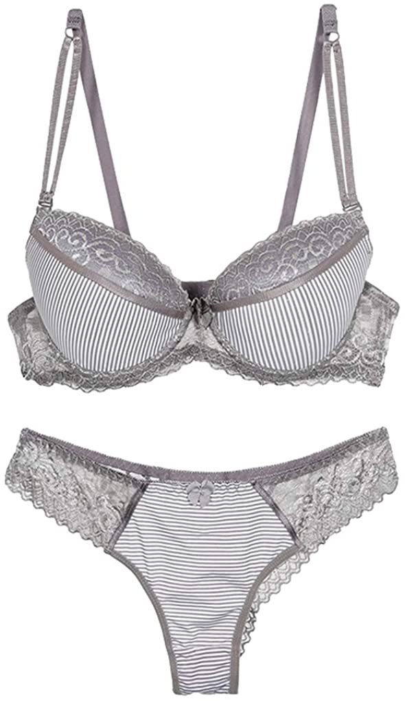 Price:$16.99 Women Lace Stripes Push-up Bra and Panty Set Petite Size Underwire Everyday Bras at Amazon Women’s Clothing store