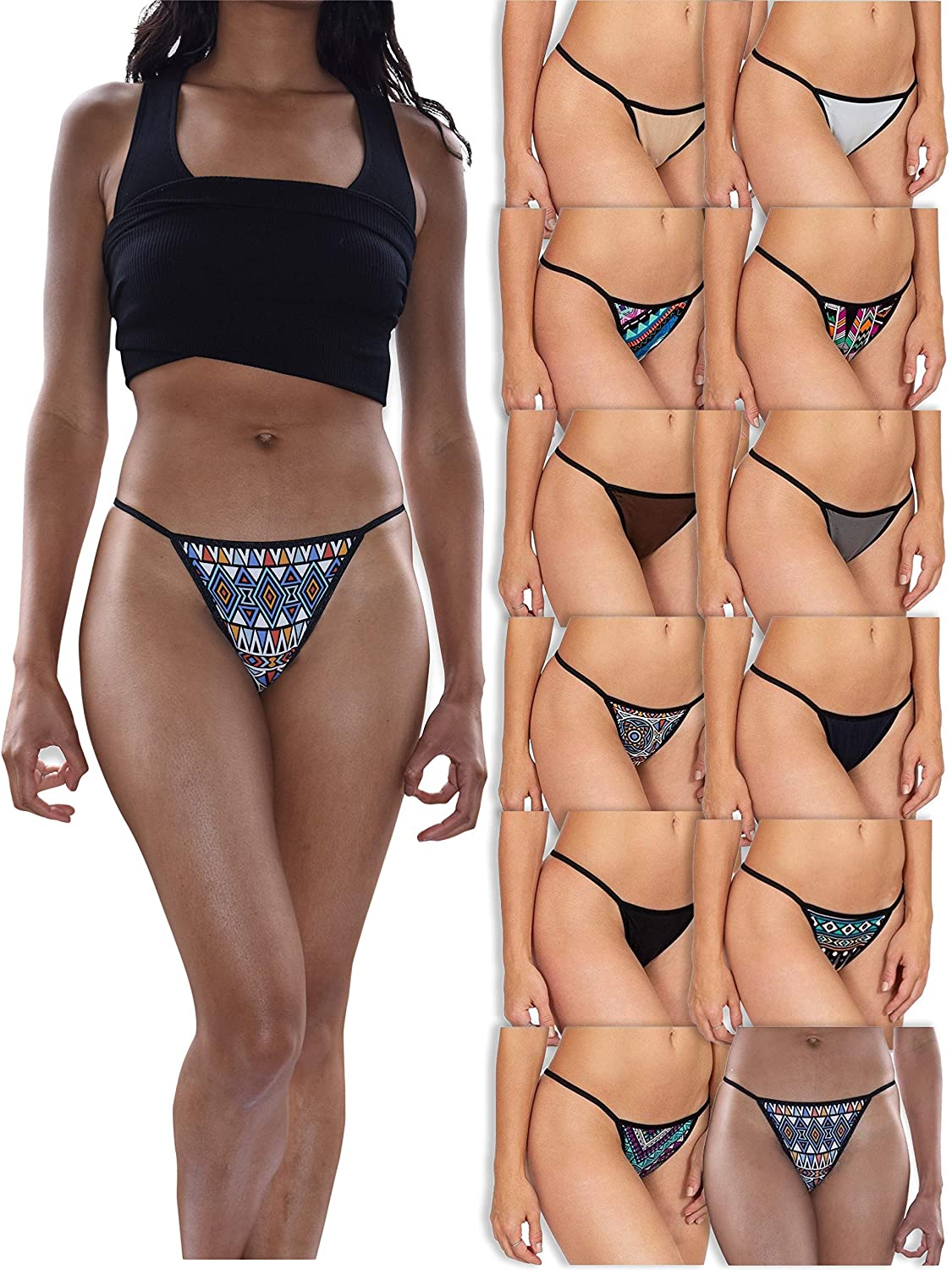 Price:$21.99 Sexy Basics Womens Buttery Soft String Bikini Briefs -Pack of 12 at Amazon Women’s Clothing store