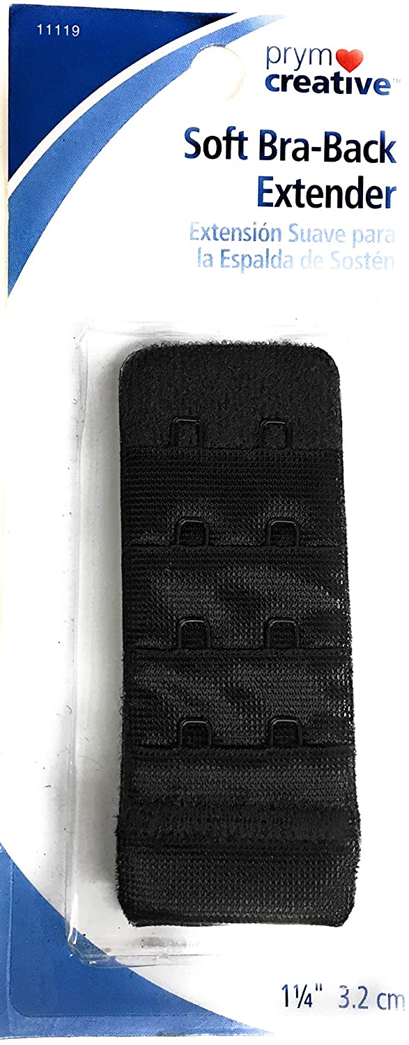 Price:$4.99    Prym 2pcs Women's Soft 1-1/4'' Bra Lingerie Extenders 2-Hooks 4 Rows Extension Straps in Black 3.2 cm Bra Back Extender  Clothing