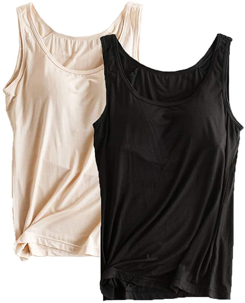 Price:$16.99 Atditama Womens Modal Built-in Bra Padded Active Strap Camisole Tanks Tops at Amazon Women’s Clothing store