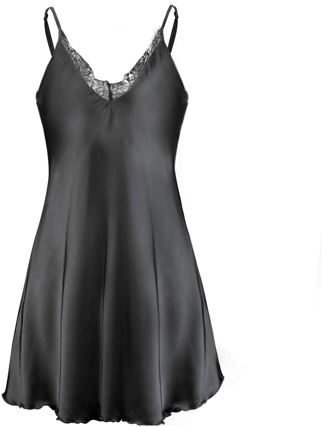 Price:$19.99 Bloggerlove Women Lace Lingerie Sleepwear Satin Chemises V-Neck Full Slip Babydoll Sexy Nightgown S-XXL at Amazon Women’s Clothing store