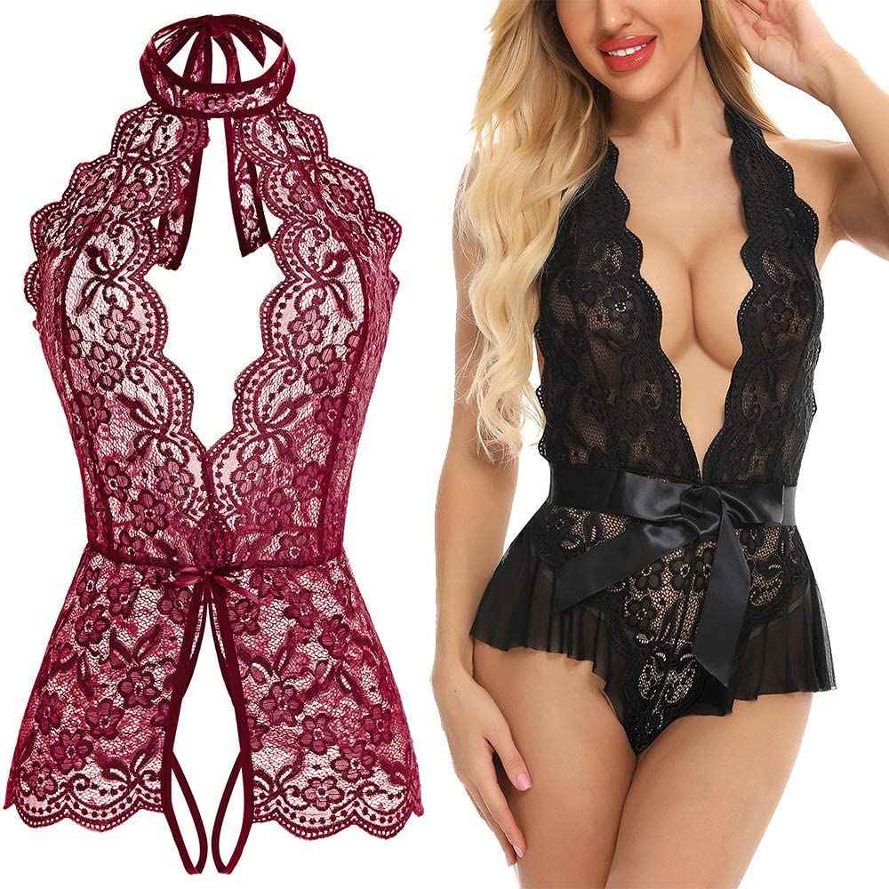 Price:$69.99 Ababoon Women One Piece Lingerie Lace Sexy Baby Dolls Teddy Sleepwear at Amazon Women’s Clothing store