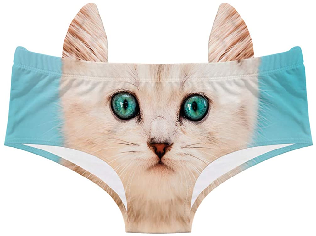 Price:$9.95 Cat and Dog Boy Shorts Panties with Ears for Pet Lovers - Sexy Funny Novelty Women's 3D Printed Cheeky Hipster Underwear… at Amazon Women’s Clothing store