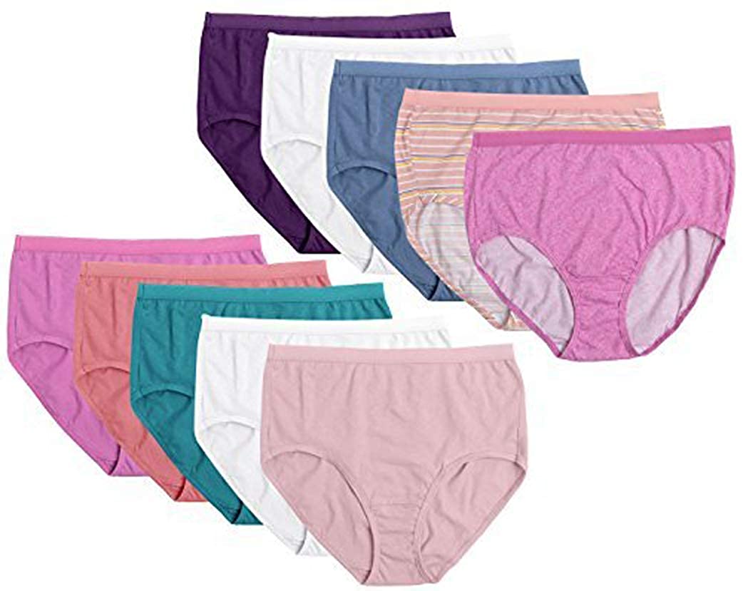Price:$26.55    Fruit of the Loom Women's 10 Pack Cotton Brief Plus Size Panties  Clothing