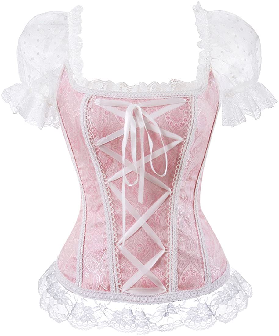 Price:$14.99    Women's Princess Renaissance Corset Floral Ruched Sleeves Elegant Halloween Costume  Clothing