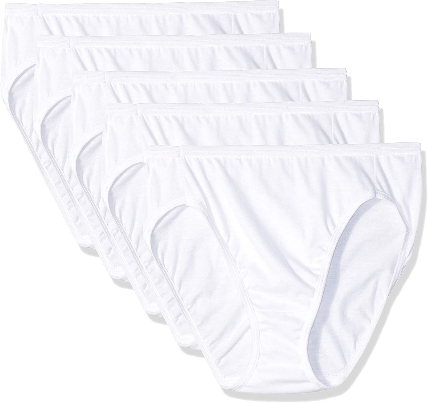 Price:$9.60 Hanes Women's Comfort Cotton Hi-Cut Panties 5-Pack, White, 5 at Amazon Women’s Clothing store