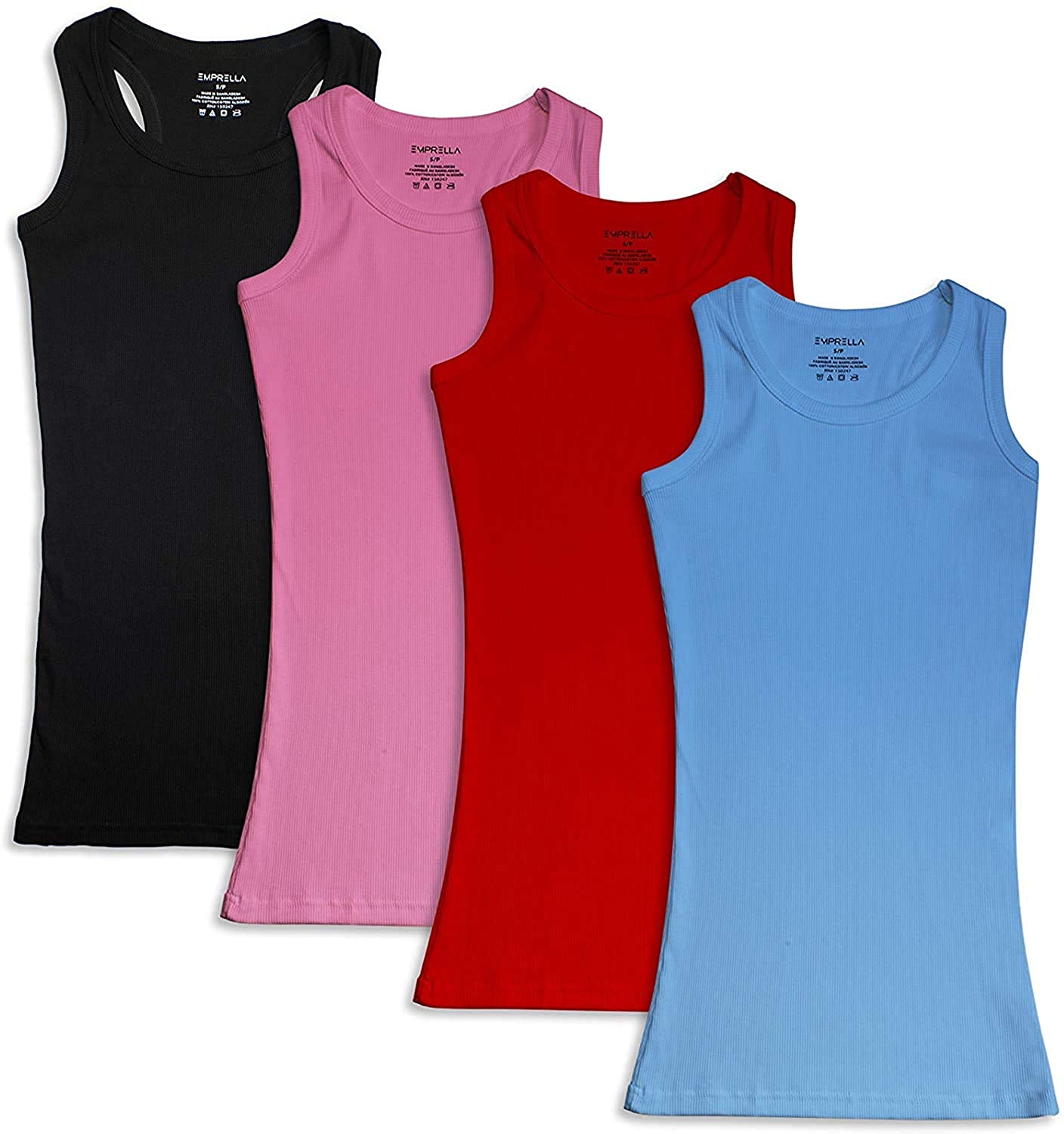 Price:$22.99    Emprella Tank Tops for Women 4-Pack Ribbed Racerback Tanks  Clothing