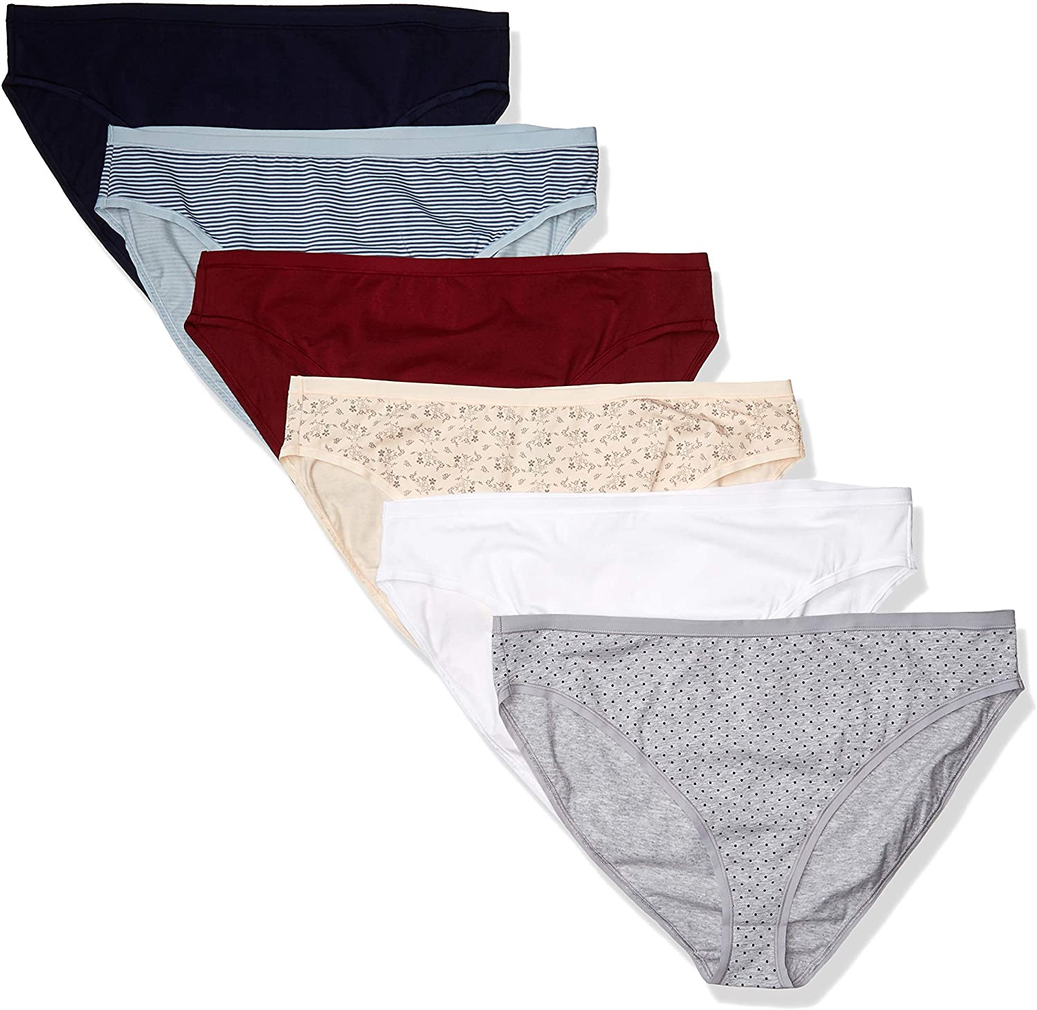Price:$14.18    Amazon Essentials Women's Plus-Size 6-Pack Hi-Cut Cotton Stretch Bikini Underwear  Clothing