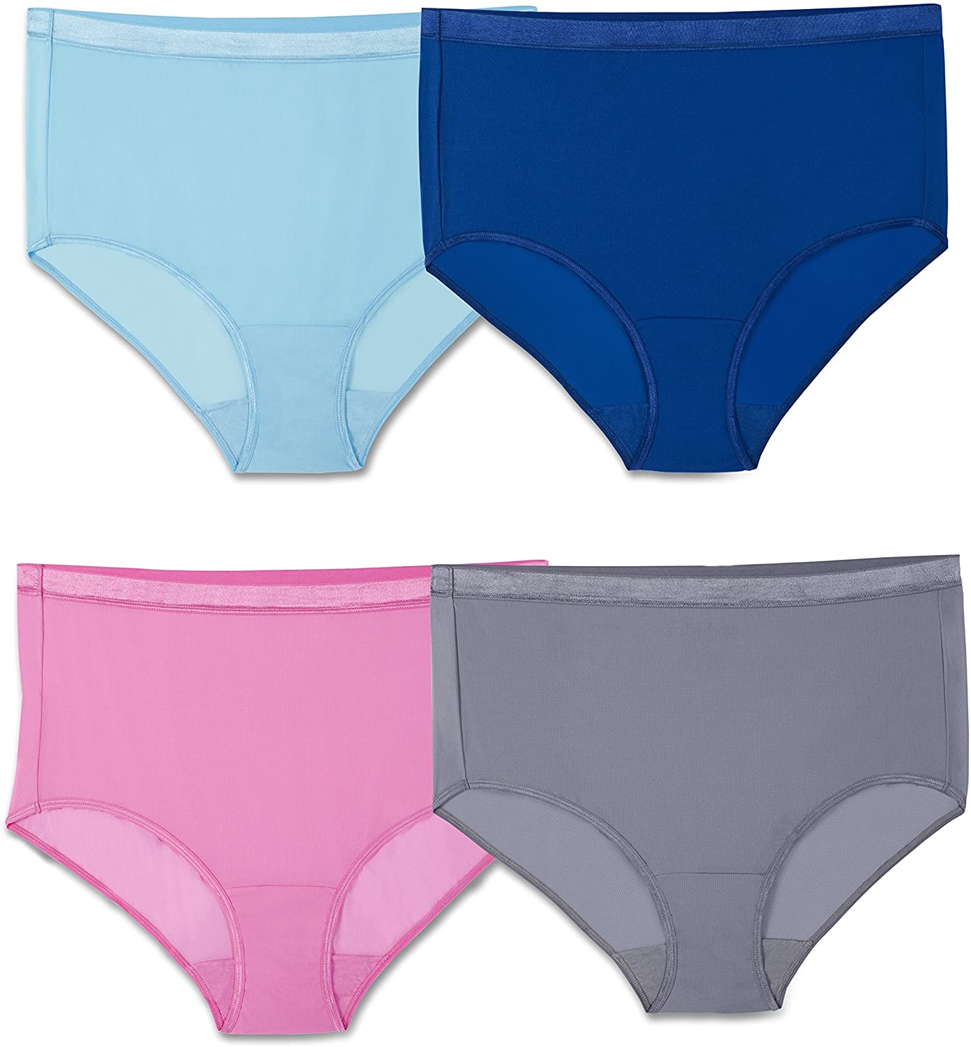 Price:$10.34 Fruit of the Loom Women’s Plus Size Fit for Me EVERLIGHT Brief, 4 Pack at Amazon Women’s Clothing store