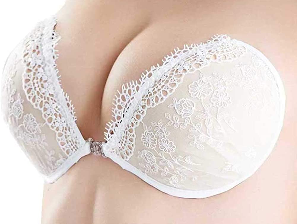 Price:$4.99 SportsWell Women Sexy Lace Embroidery Push Up Silicone Strapless Invisible Bra at Amazon Women’s Clothing store