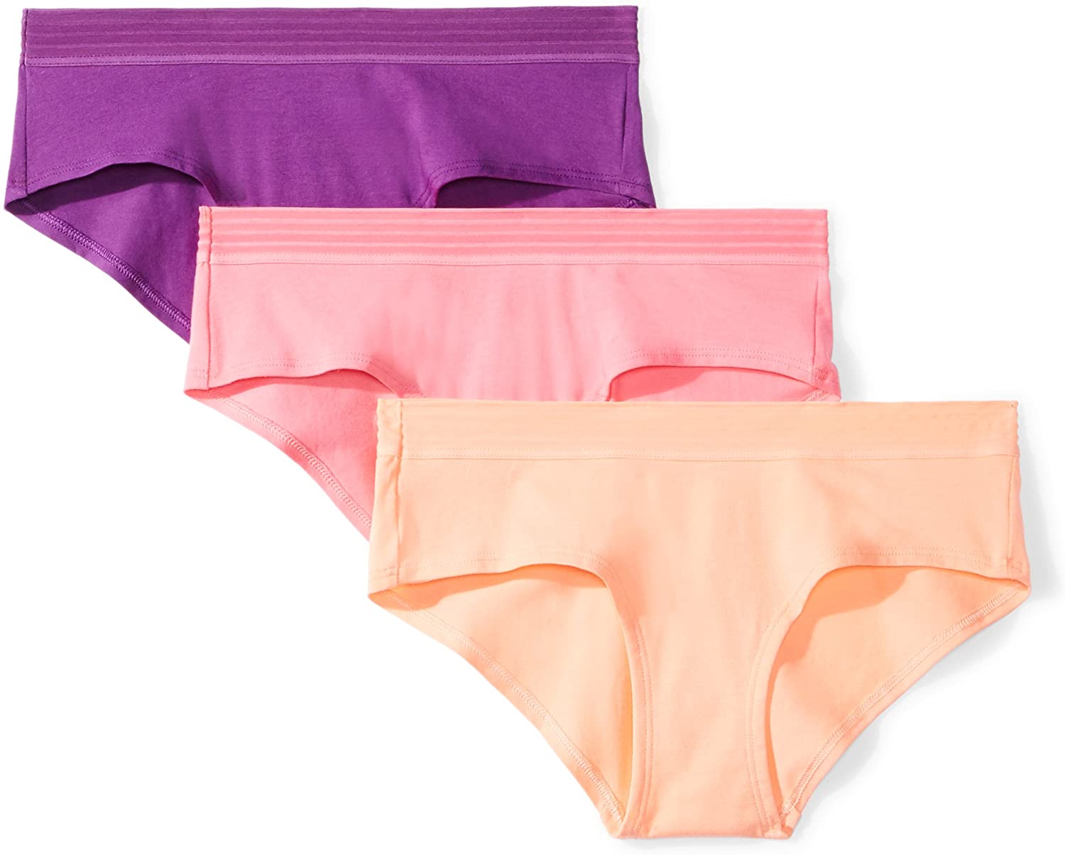 Price:$15.00    Amazon Brand - Mae Women's Sporty Cotton Hipster Underwear, 3 Pack  Clothing