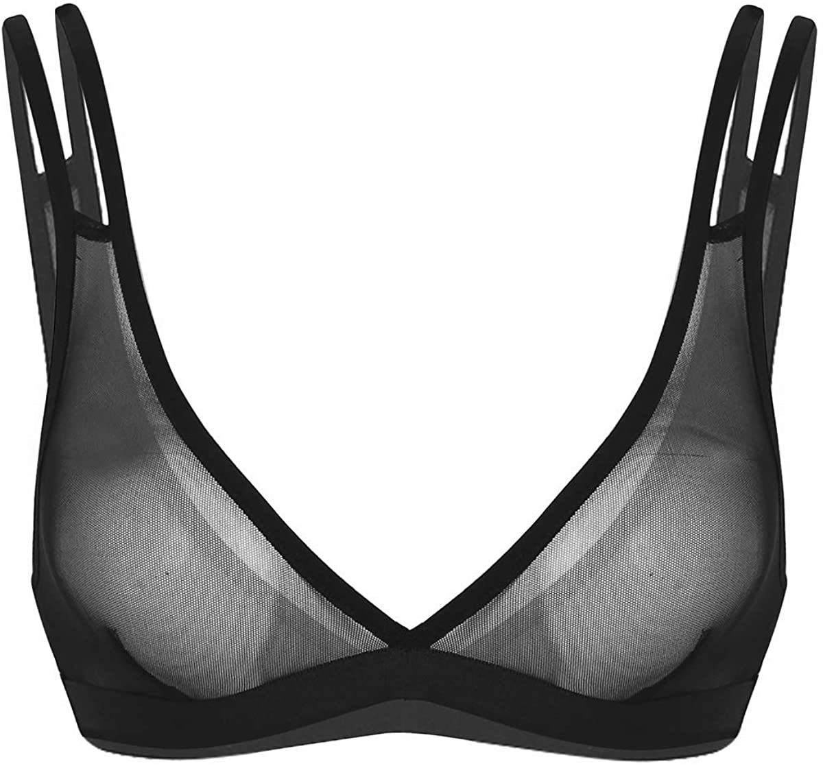 Price:$11.45 MSemis Woman Mesh Sheer Sexy Push Up Bra See-Through Wire-Free V-Neck Strappy Bralette Top Lingerie at Amazon Women’s Clothing store