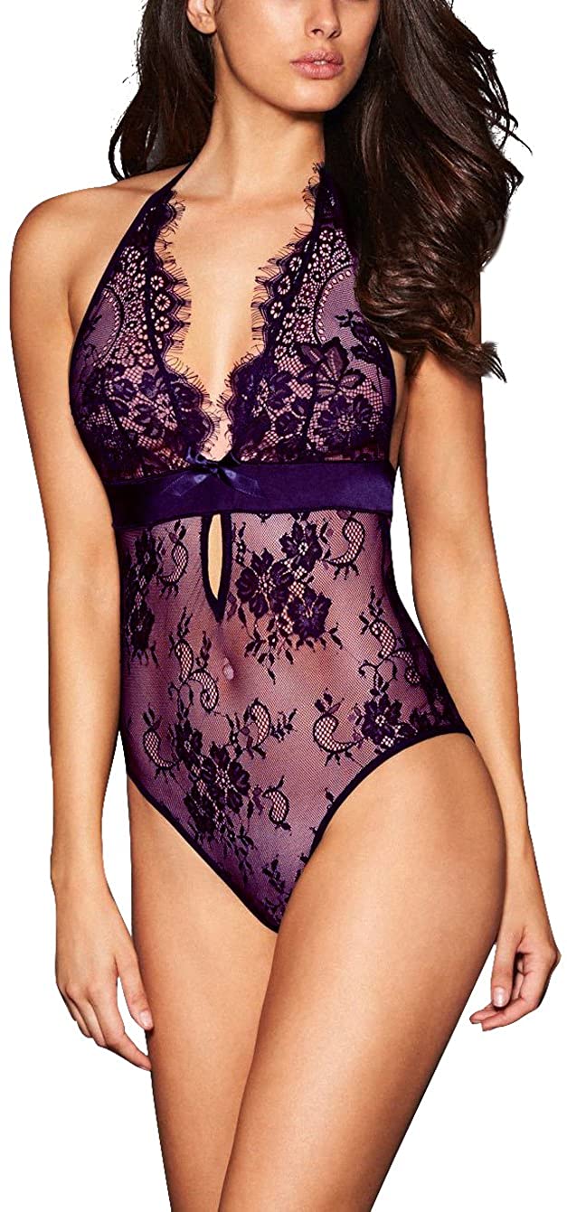Price:$13.99    ALLoveble Women Lace Babydoll Teddy Underwear Black (S, Purple)  Clothing