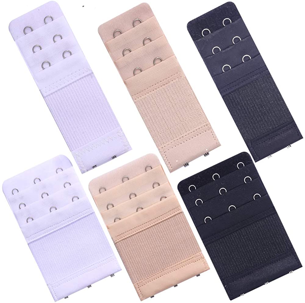 Price:$6.88 6 Pcs Women's Bra Extender 2 Hooks/ 3 Hooks Elastic Bra Extension Strap, Bra Lingerie Extenders, White/Black/Beige at Amazon Women’s Clothing store