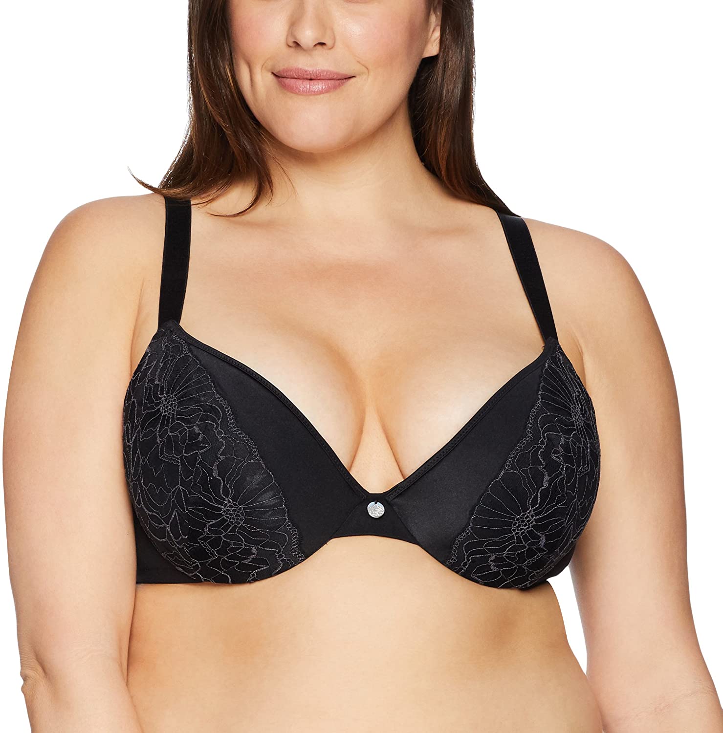Price:$9.35 JUST MY SIZE Women's Embellished Plunge Underwire Bra at Amazon Women’s Clothing store