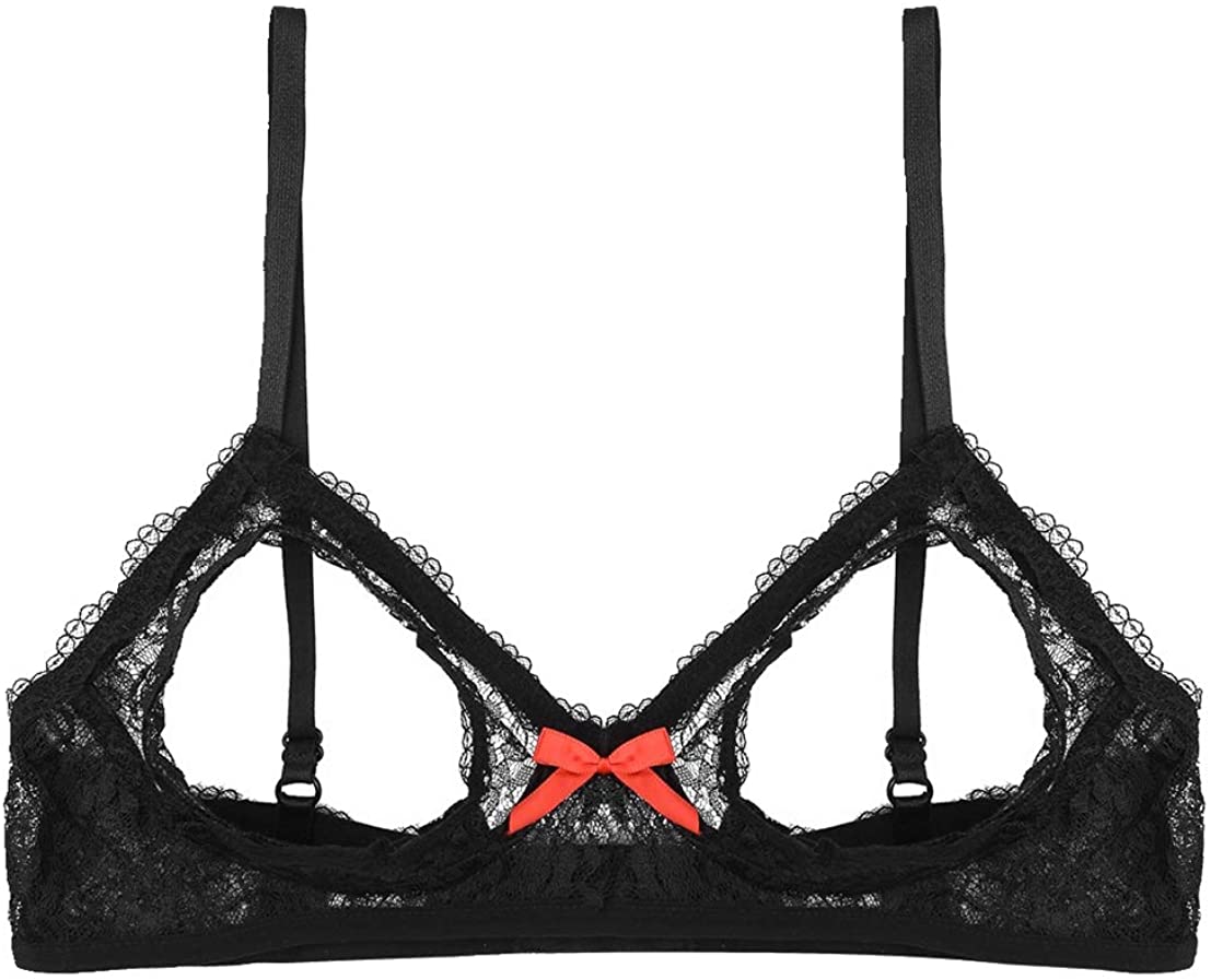 Price:$8.95 zdhoor Women's Sexy Floral Lace Open Tip Bra Wire-Free Unlined Hollow Triangle Bralette Lingerie at Amazon Women’s Clothing store