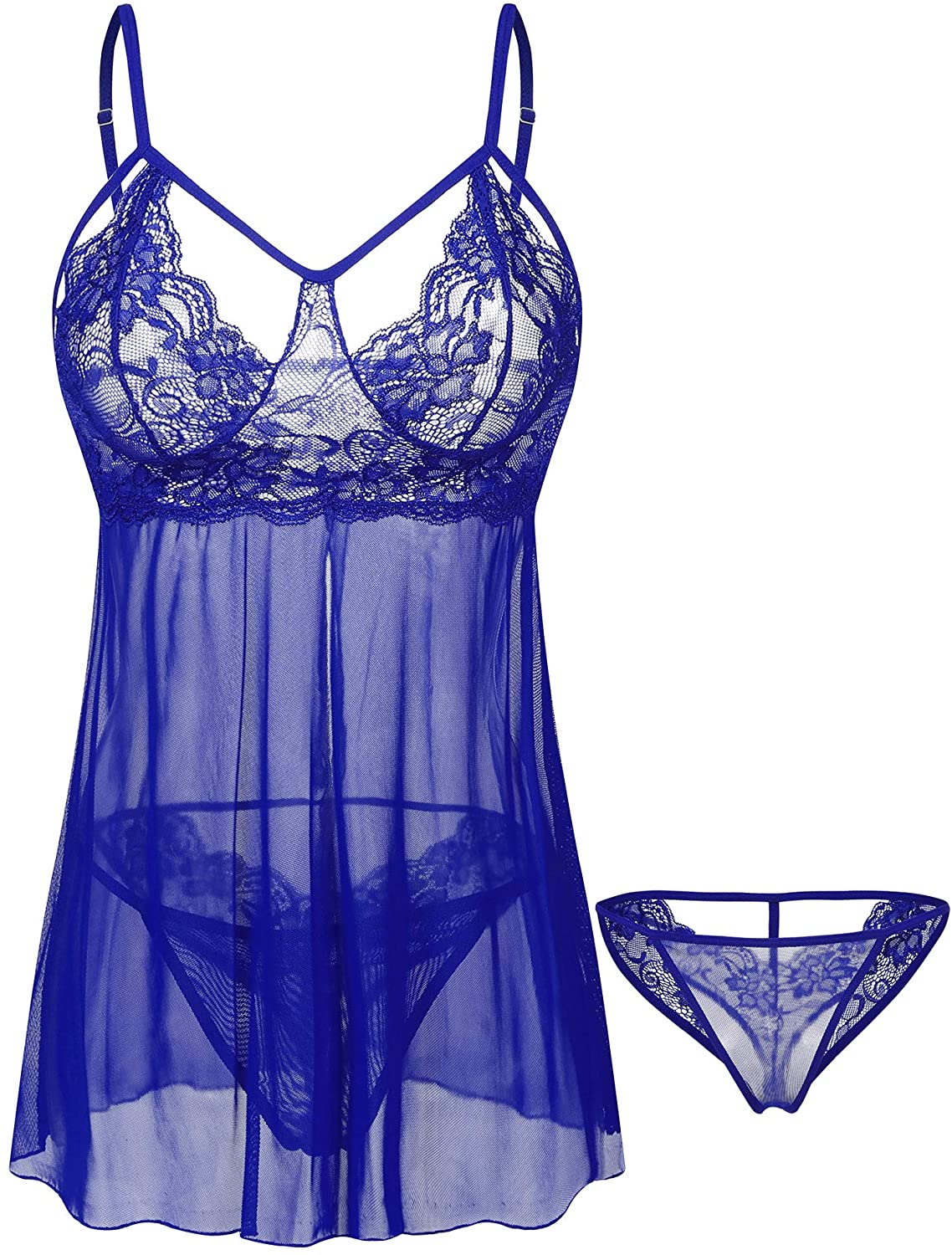 Price:$15.99 Memory Women's Lingerie Lace Babydoll Strap Chemise Sleepwear Outfits Blue, S at Amazon Women’s Clothing store