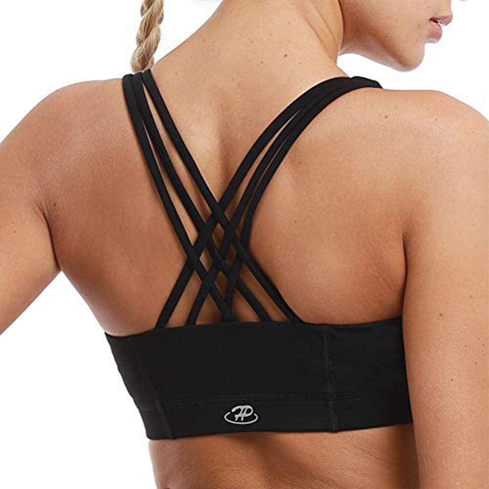 Price:$16.99 Hopgo Women's Zip Front Sports Bra Medium Impact Strappy Racer Back Workout Bra Padded Bra Top at Amazon Women’s Clothing store