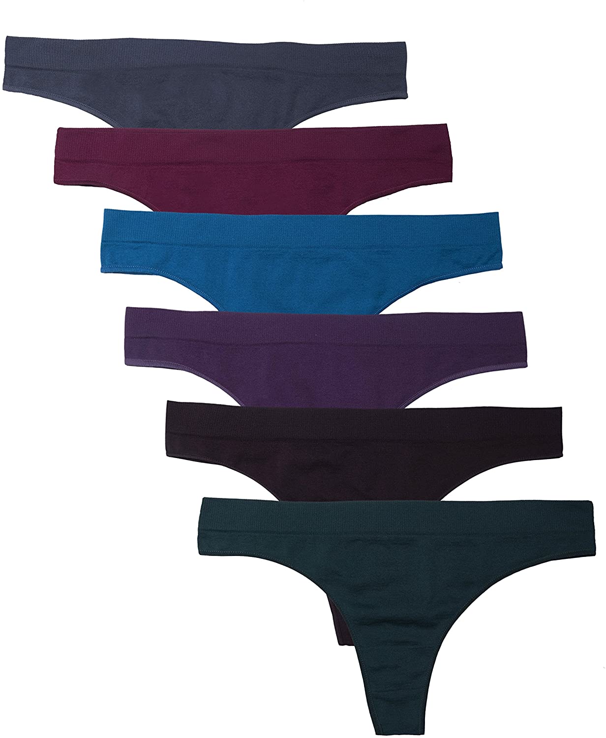Price:$24.99    Kalon 6 Pack Women's Nylon Spandex Thong Underwear  Clothing