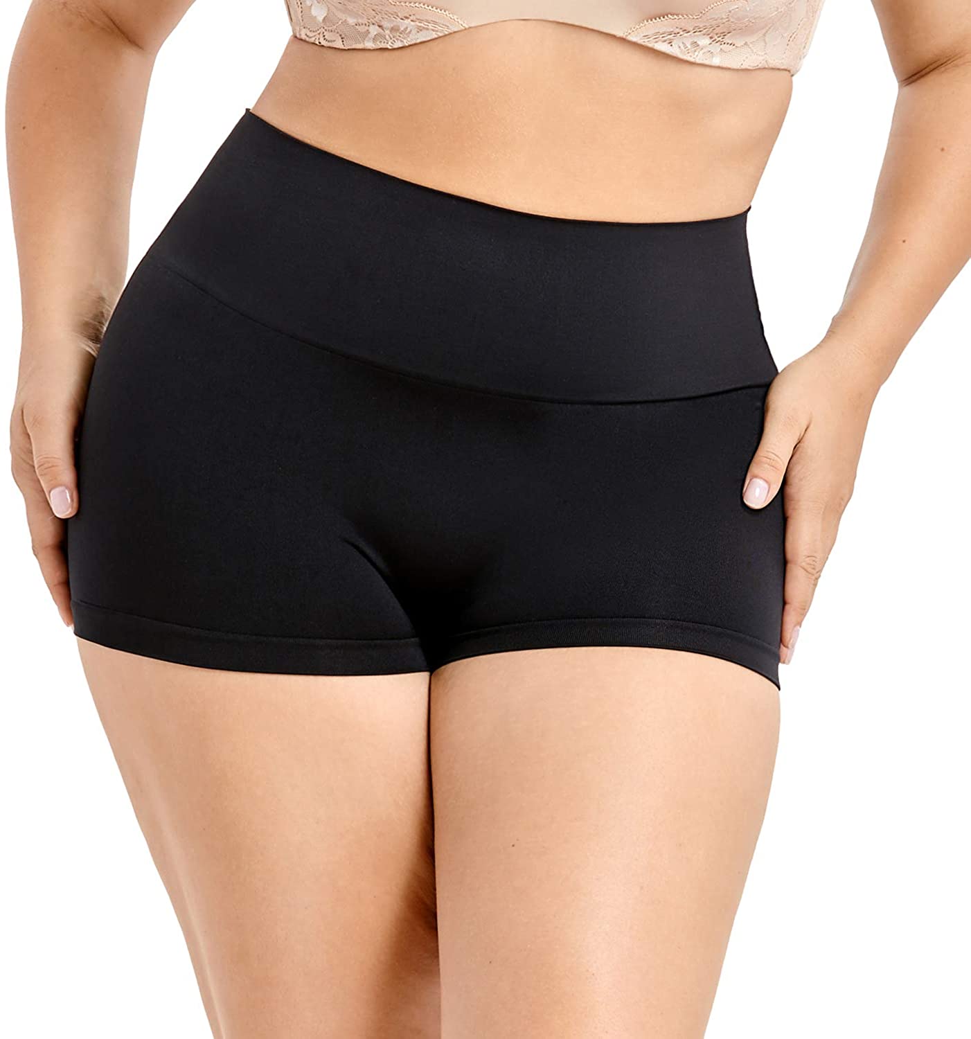 Price:$12.99 DELIMIRA Women High-Waist Boyshort Shapewear Tummy Control Panties Body Shaper at Amazon Women’s Clothing store