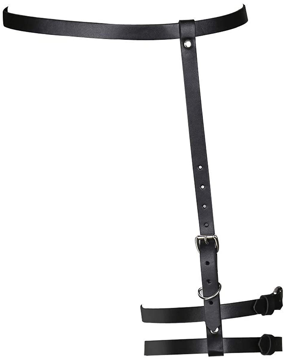 Price:$12.99    ClearUmm Women Sexy Gothic Leather Cincher Single Leg Cage Harness Waist Garter Belt - Free Size - 2 Leg Rings  Clothing