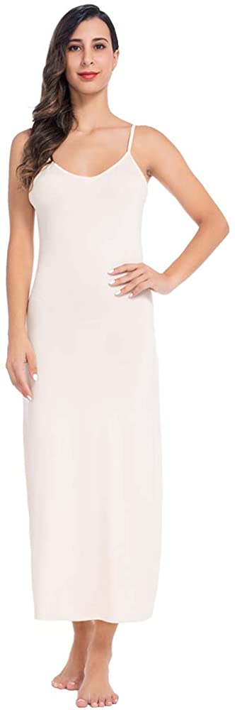 Price:$20.99 MANCYFIT Long Slips for Under Dresses Full Length Adjustable Spaghetti Strap Nightgown at Amazon Women’s Clothing store