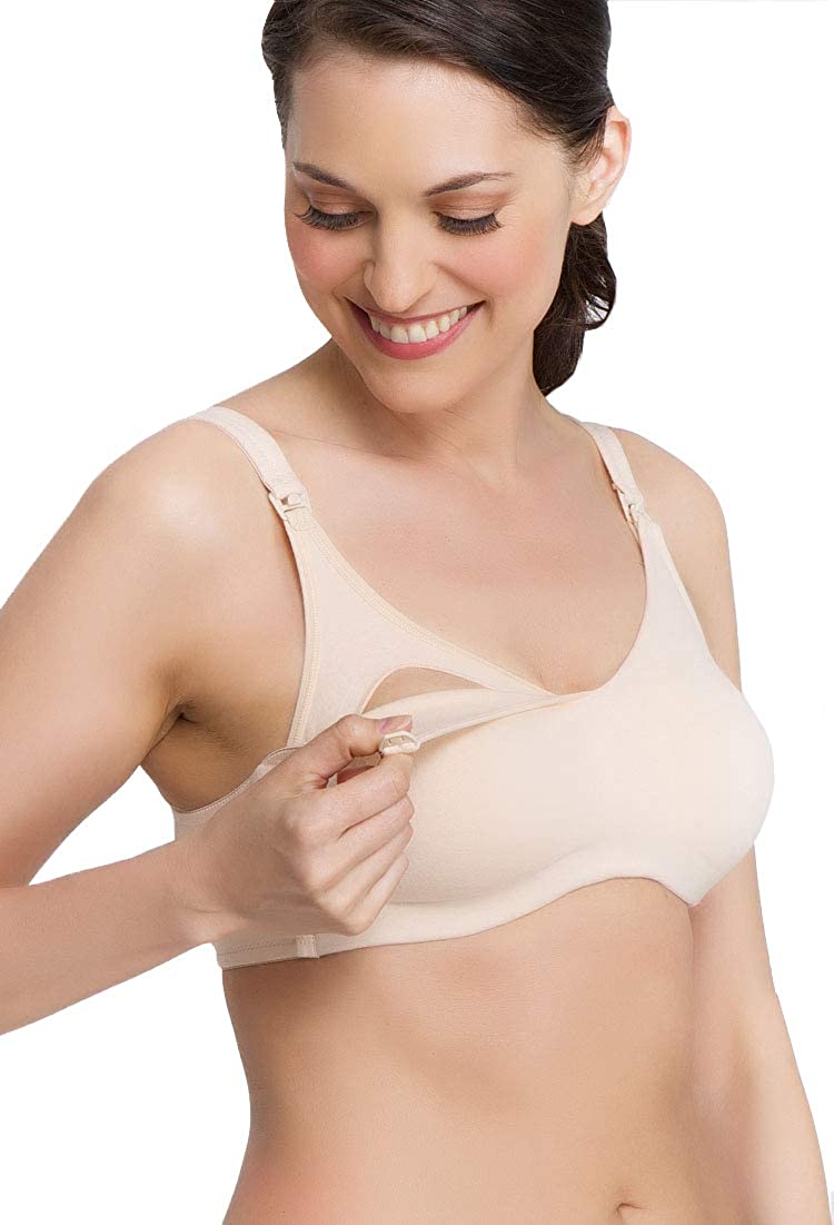 Price:$10.80 QT Intimates Women's Cotton Blend Wireless Nursing Bra Soft Wire Free Bra with Easy Drop Cups at Amazon Women’s Clothing store