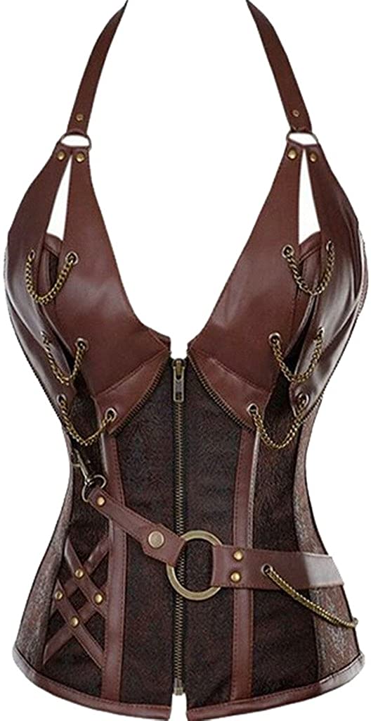 Price:$25.99 Alivila.Y Fashion Womens Steel Boned Retro Goth Steampunk Corset 908-Coffee-M at Amazon Women’s Clothing store